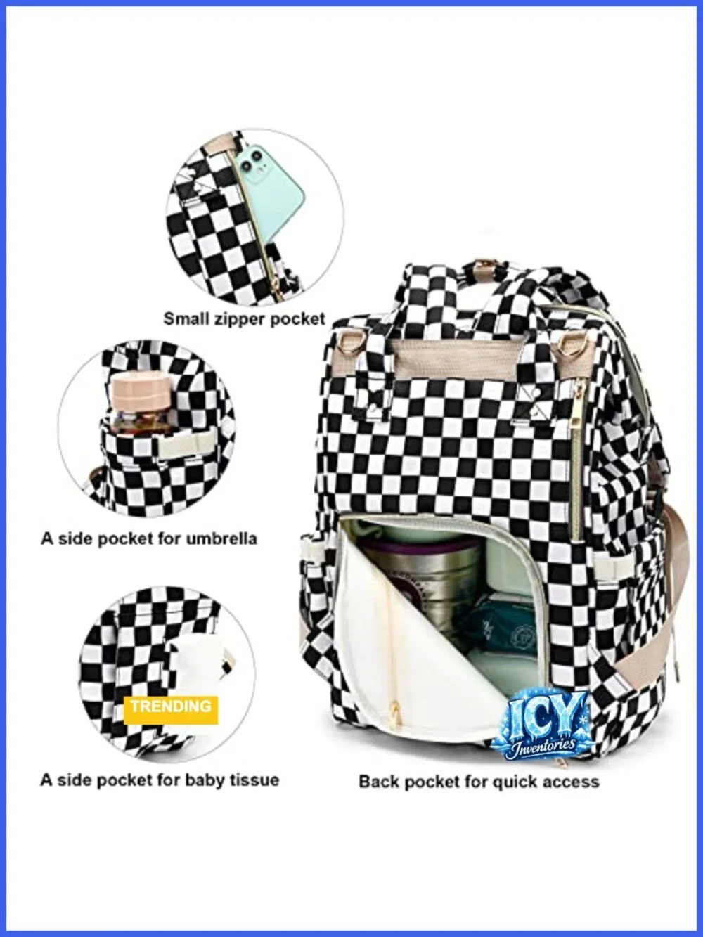 Waterproof Diaper Bag Backpack with Insulated Bottle Pockets, Large Nappy Bag